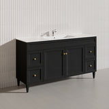 1500mm Harrington Freestanding Vanity with Legs/Kickboard Matt Black/White PVC Cabinet ONLY & Ceramic Top Available