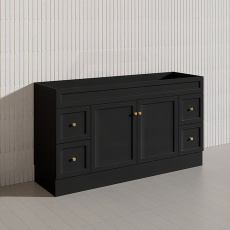 1500mm Harrington Freestanding Vanity with Legs/Kickboard Matt Black/White PVC Cabinet ONLY & Ceramic Top Available