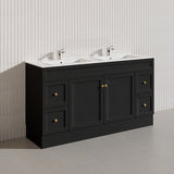 1500mm Harrington Freestanding Vanity with Legs/Kickboard Matt Black/White PVC Cabinet ONLY & Ceramic Top Available