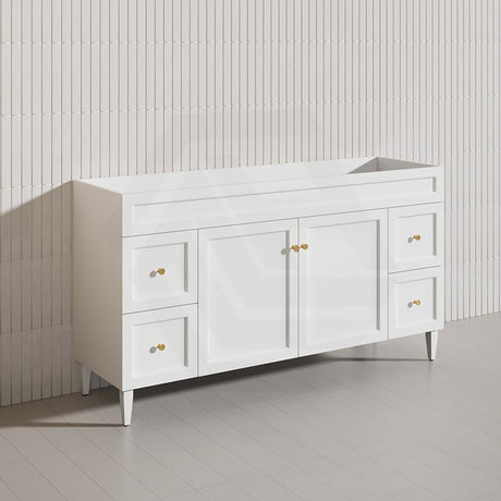 1500mm Harrington Freestanding Vanity with Legs/Kickboard Matt Black/White PVC Cabinet ONLY & Ceramic Top Available