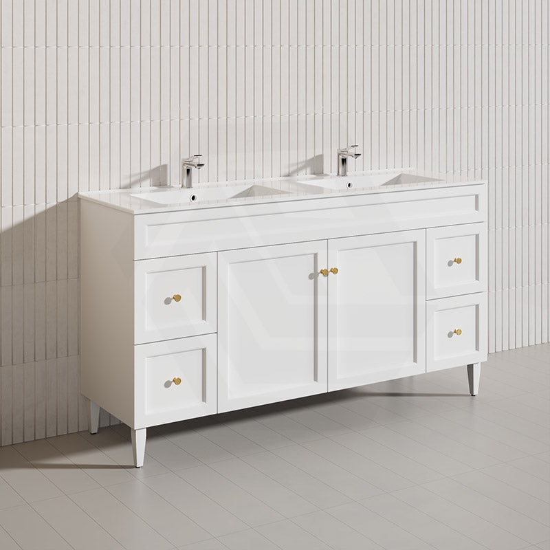 1500mm Harrington Freestanding Vanity with Legs/Kickboard Matt Black/White PVC Cabinet ONLY & Ceramic Top Available