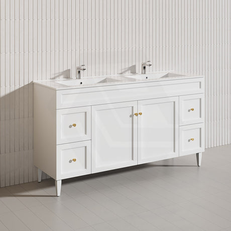 1500mm Harrington Freestanding Vanity with Legs/Kickboard Matt Black/White PVC Cabinet ONLY & Ceramic Top Available