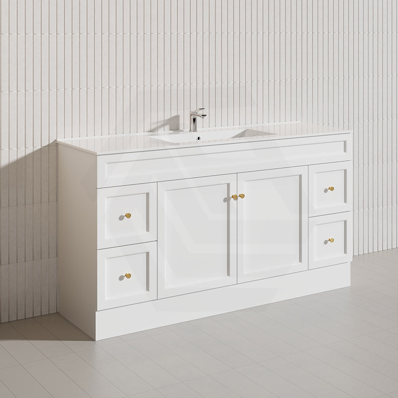 1500mm Harrington Freestanding Vanity with Legs/Kickboard Matt Black/White PVC Cabinet ONLY & Ceramic Top Available
