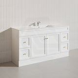 1500mm Harrington Freestanding Vanity with Legs/Kickboard Matt Black/White PVC Cabinet ONLY & Ceramic Top Available