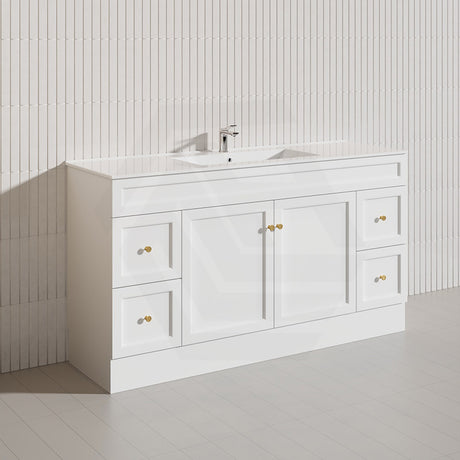 1500mm Harrington Freestanding Vanity with Legs/Kickboard Matt Black/White PVC Cabinet ONLY & Ceramic Top Available