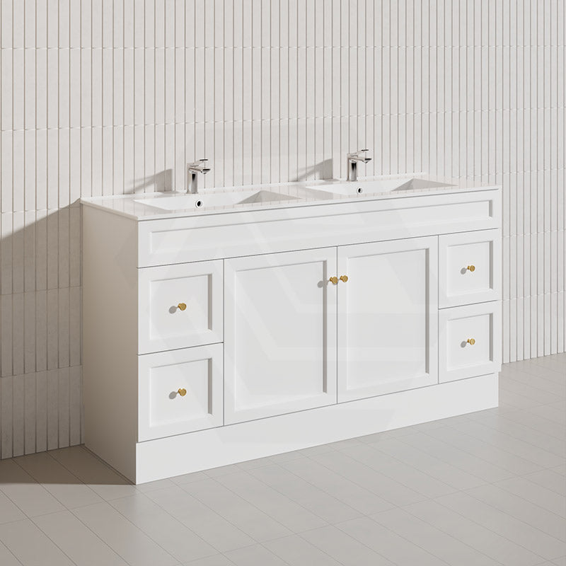 1500mm Harrington Freestanding Vanity with Legs/Kickboard Matt Black/White PVC Cabinet ONLY & Ceramic Top Available