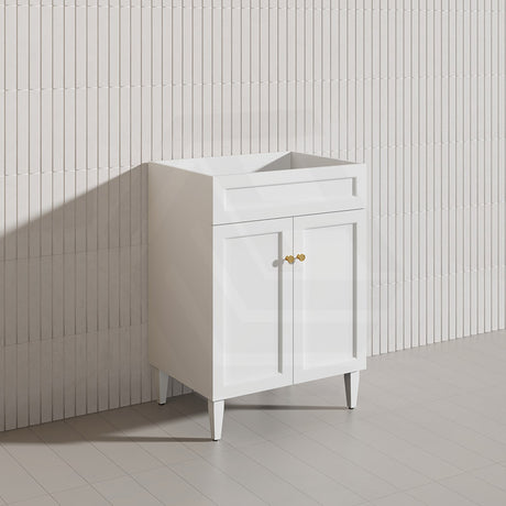 600mm Harrington Freestanding Vanity with Legs/Kickboard Matt Black/White PVC Cabinet ONLY & Ceramic Top Available