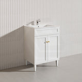 600mm Harrington Freestanding Vanity with Legs/Kickboard Matt Black/White PVC Cabinet ONLY & Ceramic Top Available