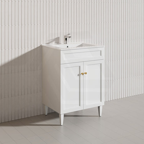 600mm Harrington Freestanding Vanity with Legs/Kickboard Matt Black/White PVC Cabinet ONLY & Ceramic Top Available