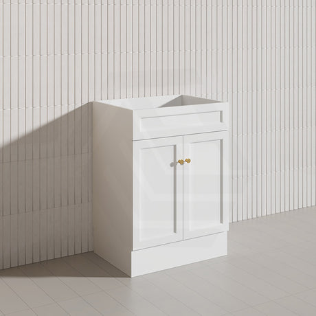 600mm Harrington Freestanding Vanity with Legs/Kickboard Matt Black/White PVC Cabinet ONLY & Ceramic Top Available