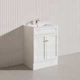 600mm Harrington Freestanding Vanity with Legs/Kickboard Matt Black/White PVC Cabinet ONLY & Ceramic Top Available