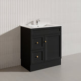 750mm Harrington Freestanding Vanity with Legs/Kickboard Matt Black/White PVC Cabinet ONLY & Ceramic Top Available