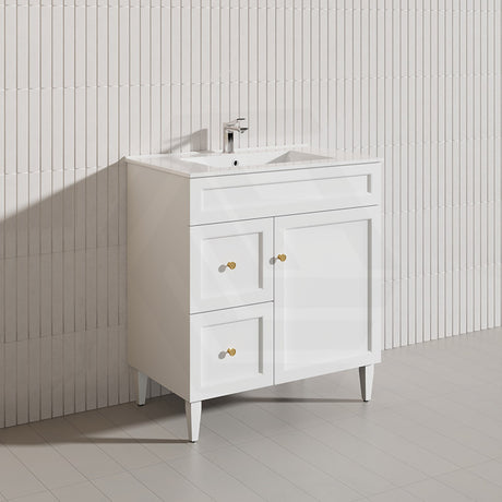 750mm Harrington Freestanding Vanity with Legs/Kickboard Matt Black/White PVC Cabinet ONLY & Ceramic Top Available