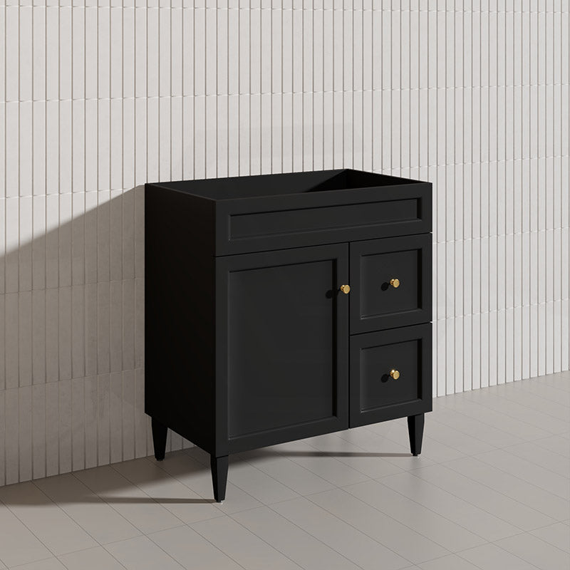 750mm Harrington Freestanding Vanity with Legs/Kickboard Matt Black/White PVC Cabinet ONLY & Ceramic Top Available