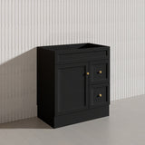 750mm Harrington Freestanding Vanity with Legs/Kickboard Matt Black/White PVC Cabinet ONLY & Ceramic Top Available