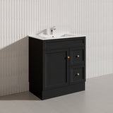 750mm Harrington Freestanding Vanity with Legs/Kickboard Matt Black/White PVC Cabinet ONLY & Ceramic Top Available