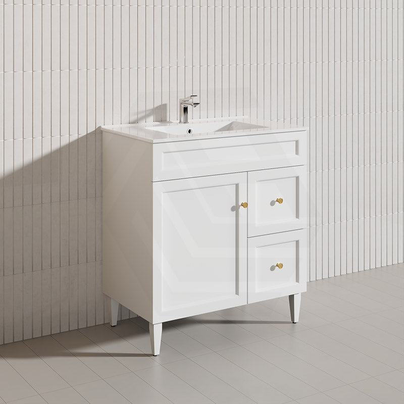 750mm Harrington Freestanding Vanity with Legs/Kickboard Matt Black/White PVC Cabinet ONLY & Ceramic Top Available