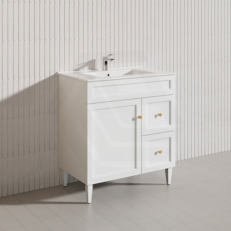 750mm Harrington Freestanding Vanity with Legs/Kickboard Matt Black/White PVC Cabinet ONLY & Ceramic Top Available