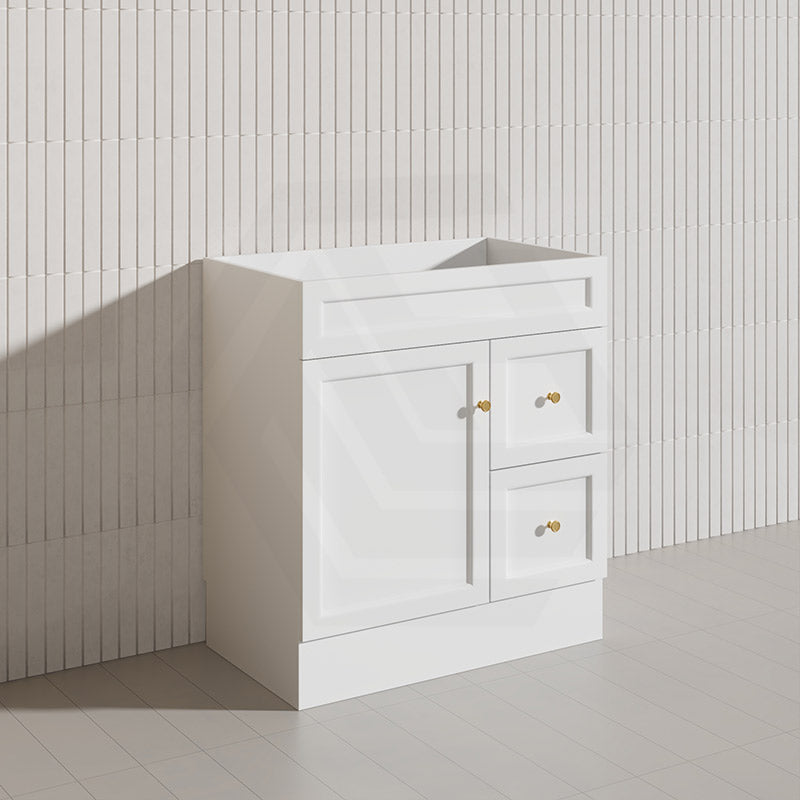 750mm Harrington Freestanding Vanity with Legs/Kickboard Matt Black/White PVC Cabinet ONLY & Ceramic Top Available