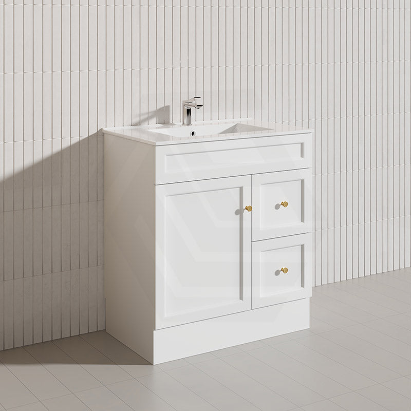 750mm Harrington Freestanding Vanity with Legs/Kickboard Matt Black/White PVC Cabinet ONLY & Ceramic Top Available