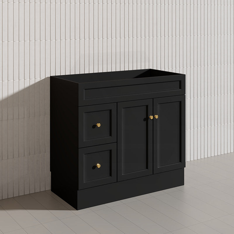 900mm Harrington Freestanding Vanity with Legs/Kickboard Matt Black/White PVC Cabinet ONLY & Ceramic Top Available
