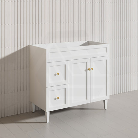 900mm Harrington Freestanding Vanity with Legs/Kickboard Matt Black/White PVC Cabinet ONLY & Ceramic Top Available