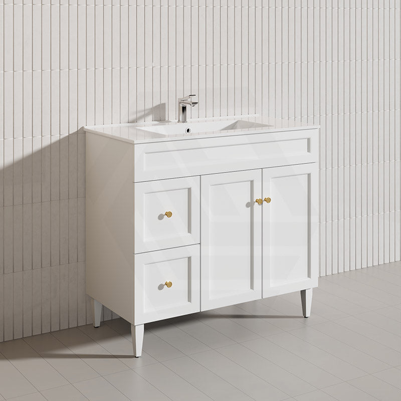 900mm Harrington Freestanding Vanity with Legs/Kickboard Matt Black/White PVC Cabinet ONLY & Ceramic Top Available