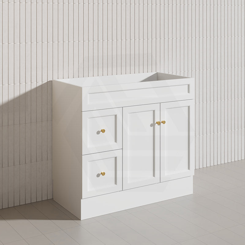 900mm Harrington Freestanding Vanity with Legs/Kickboard Matt Black/White PVC Cabinet ONLY & Ceramic Top Available