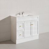 900mm Harrington Freestanding Vanity with Legs/Kickboard Matt Black/White PVC Cabinet ONLY & Ceramic Top Available