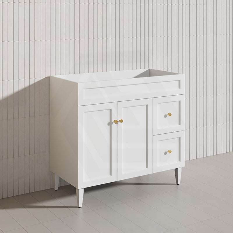 900mm Harrington Freestanding Vanity with Legs/Kickboard Matt Black/White PVC Cabinet ONLY & Ceramic Top Available
