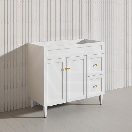 900mm Harrington Freestanding Vanity with Legs/Kickboard Matt Black/White PVC Cabinet ONLY & Ceramic Top Available