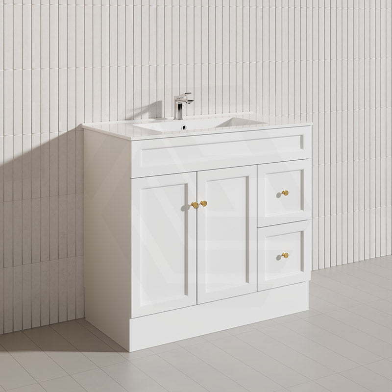 900mm Harrington Freestanding Vanity with Legs/Kickboard Matt Black/White PVC Cabinet ONLY & Ceramic Top Available