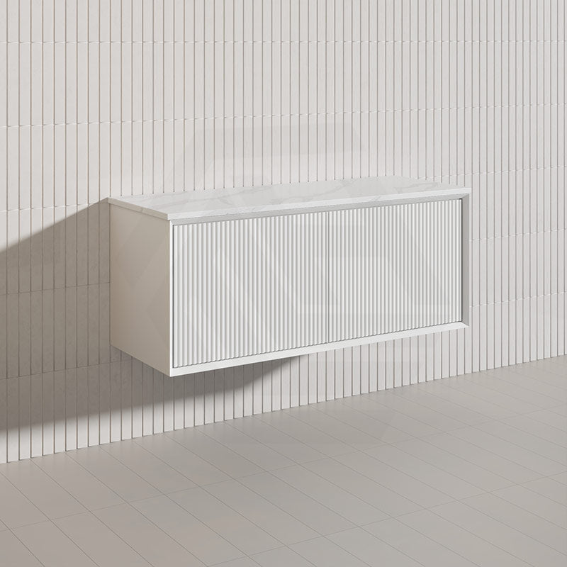 Kirribilli Wall Hung Bathroom Vanity PVC Board Cabinet ONLY&Stone Top&Single/Double Bowl Available 1200mm - Matt Black/Matt White