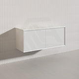 Kirribilli Wall Hung Bathroom Vanity PVC Board Cabinet ONLY&Stone Top&Single/Double Bowl Available 1200mm - Matt Black/Matt White
