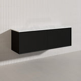 Kirribilli Wall Hung Bathroom Vanity PVC Board Cabinet ONLY&Stone Top&Single/Double Bowl Available 1500mm - Matt Black/Matt White