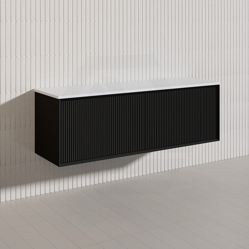 Kirribilli Wall Hung Bathroom Vanity PVC Board Cabinet ONLY&Stone Top&Single/Double Bowl Available 1500mm - Matt Black/Matt White