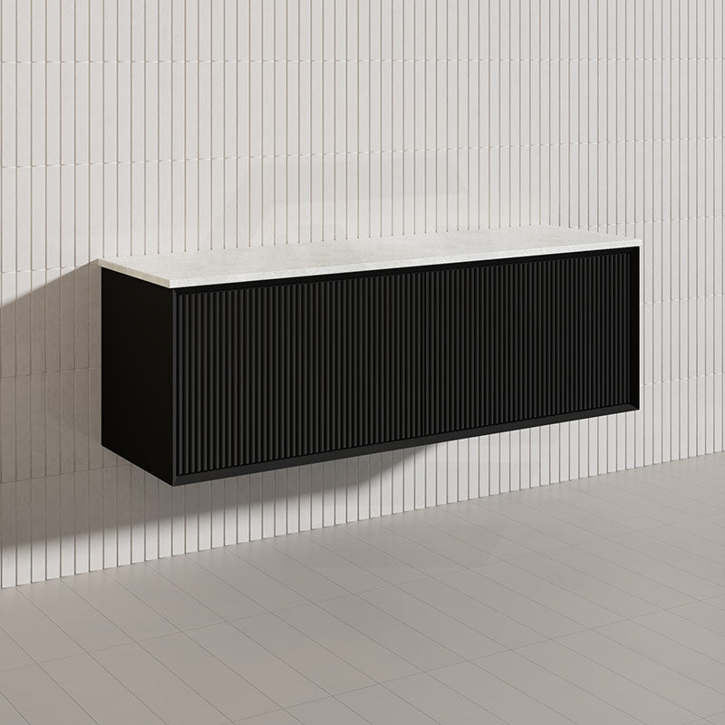 Kirribilli Wall Hung Bathroom Vanity PVC Board Cabinet ONLY&Stone Top&Single/Double Bowl Available 1500mm - Matt Black/Matt White