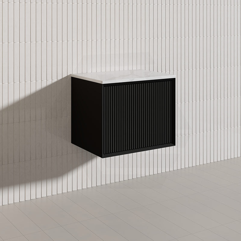 Kirribilli Wall Hung Bathroom Vanity PVC Board Cabinet ONLY&Stone Top Available 600mm -  Matt Black/ Matt White