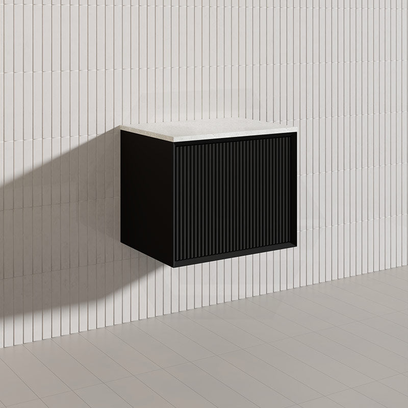 Kirribilli Wall Hung Bathroom Vanity PVC Board Cabinet ONLY&Stone Top Available 600mm -  Matt Black/ Matt White