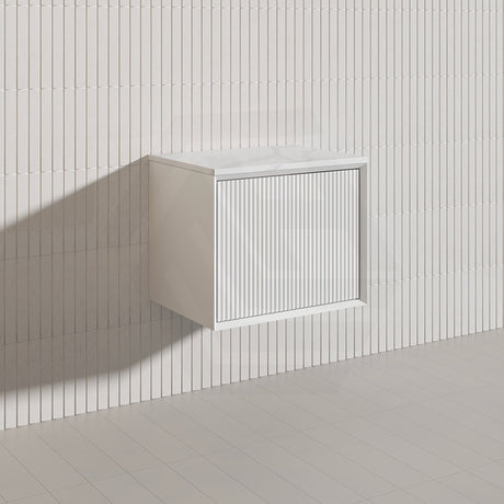 600mm Kirribilli Wall Hung Bathroom Vanity Matt White PVC Board Cabinet ONLY & Stone Top Available