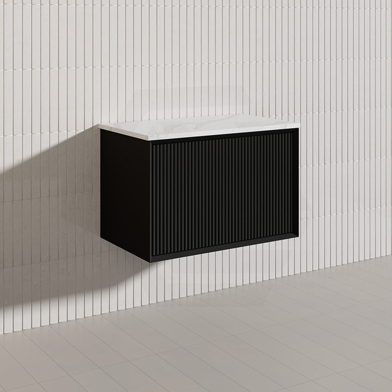 Kirribilli Wall Hung Bathroom Vanity PVC Board Cabinet ONLY&Stone Top Available 750mm - Matt Black/ Matt White