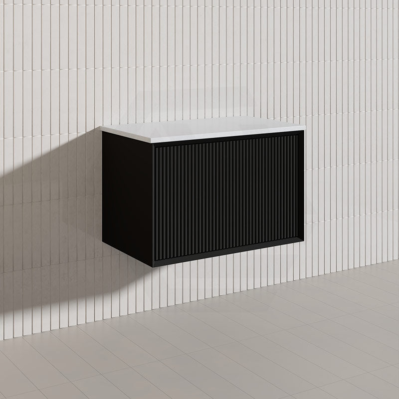 Kirribilli Wall Hung Bathroom Vanity PVC Board Cabinet ONLY&Stone Top Available 750mm - Matt Black/ Matt White