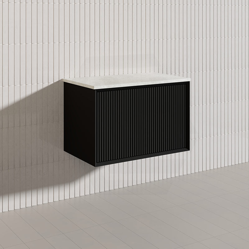 Kirribilli Wall Hung Bathroom Vanity PVC Board Cabinet ONLY&Stone Top Available 750mm - Matt Black/ Matt White