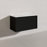 Kirribilli Wall Hung Bathroom Vanity PVC Board Cabinet ONLY&Stone Top Available 900mm -  Matt Black/Matt White