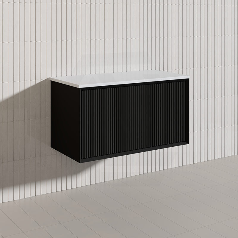 Kirribilli Wall Hung Bathroom Vanity PVC Board Cabinet ONLY&Stone Top Available 900mm -  Matt Black/Matt White