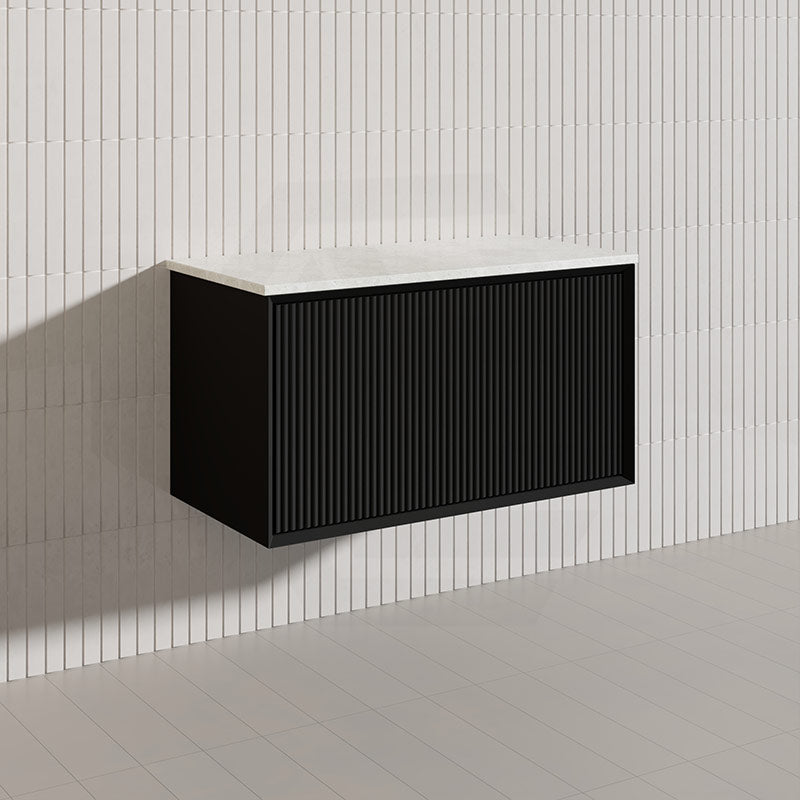Kirribilli Wall Hung Bathroom Vanity PVC Board Cabinet ONLY&Stone Top Available 900mm -  Matt Black/Matt White