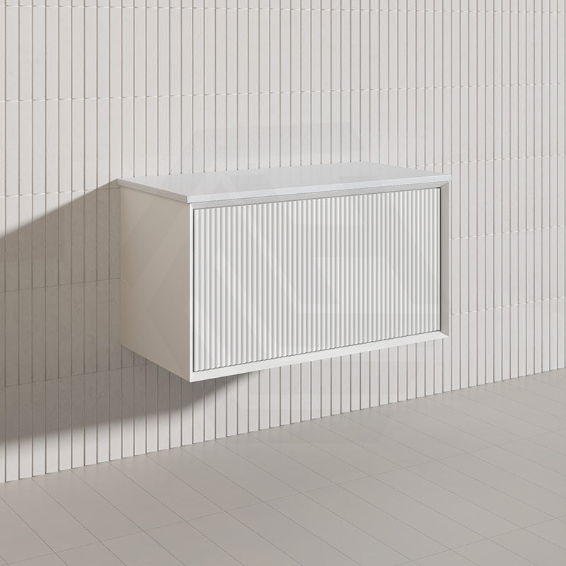 Kirribilli Wall Hung Bathroom Vanity PVC Board Cabinet ONLY&Stone Top Available 900mm -  Matt Black/Matt White