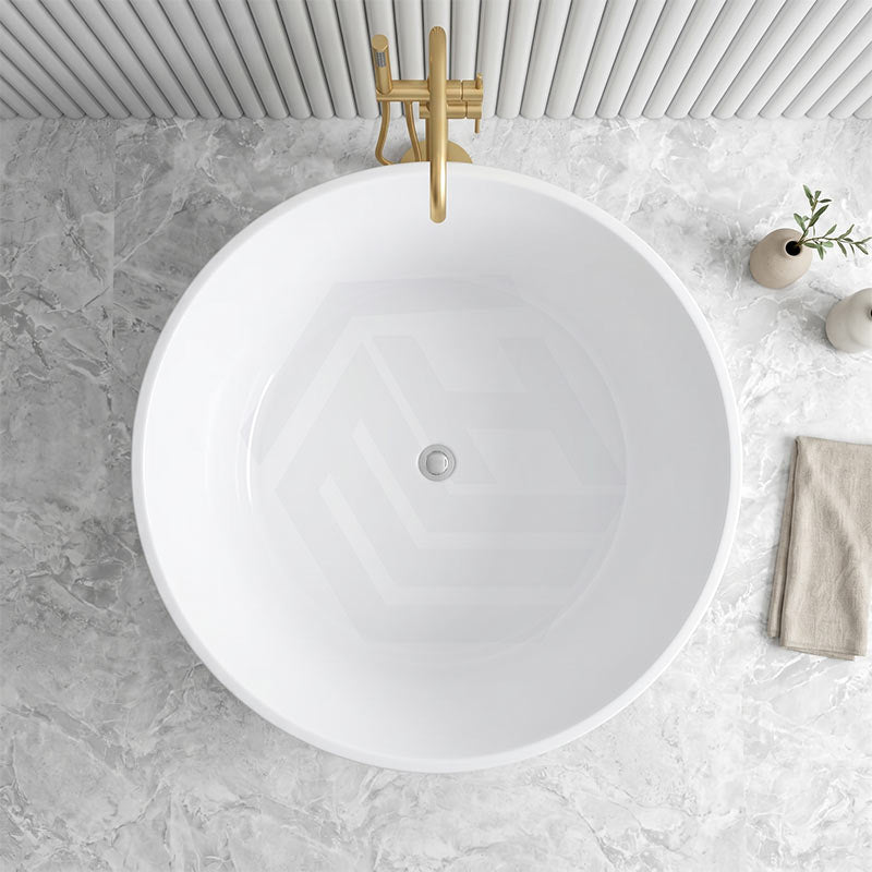 CETO Como Freestanding Bathtub Acrylic Round NO Overflow 1280x1280x595mm - Gloss White