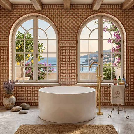 CETO Como Freestanding Bathtub Acrylic Round NO Overflow 1280x1280x595mm - Gloss White
