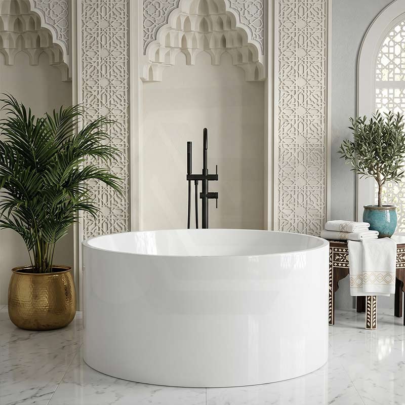 CETO Como Freestanding Bathtub Acrylic Round NO Overflow 1280x1280x595mm - Gloss White
